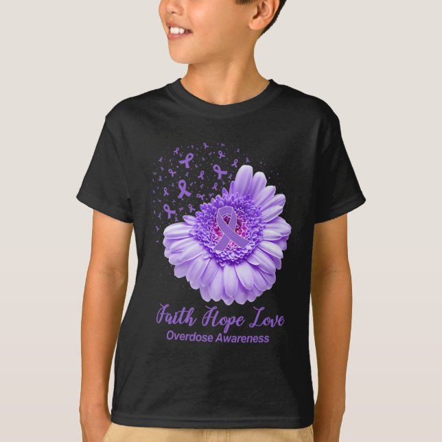Camiseta Mariposa Cinta púrpura Sobredosis de girasol Aware (Anverso)