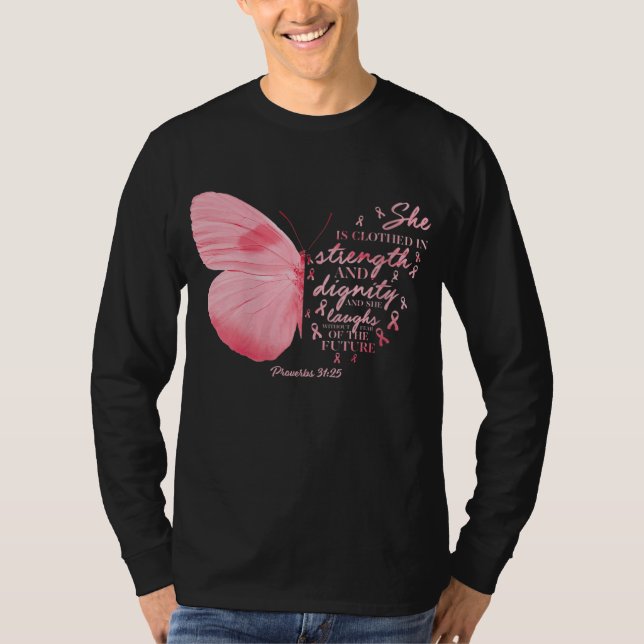 Camiseta Mariposa Cinta rosa Cáncer de Mama Cáncer de Mama  (Anverso)