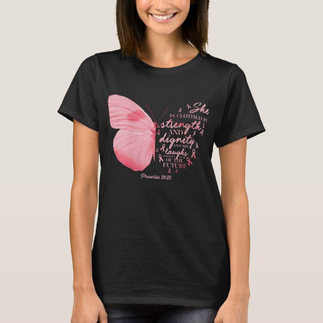 Camiseta Mariposa Cinta rosa Cáncer de Mama Cáncer de Mama  (Anverso)