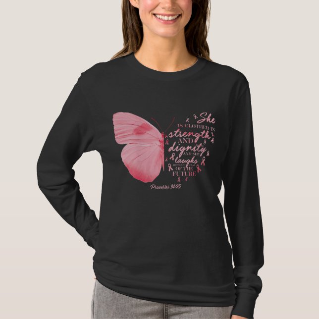 Camiseta Mariposa Cinta rosa Cáncer de Mama Cáncer de Mama  (Anverso)