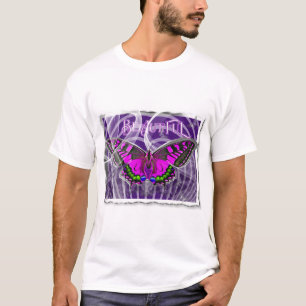 Camiseta Mariposa Colorida en Marco de Plata con Remolinos