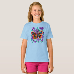 Camiseta Mariposa Colorida y Lilas Púrpuras