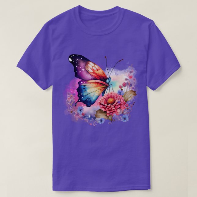 Camiseta Mariposa colorida y unisexo floral (Diseño del anverso)