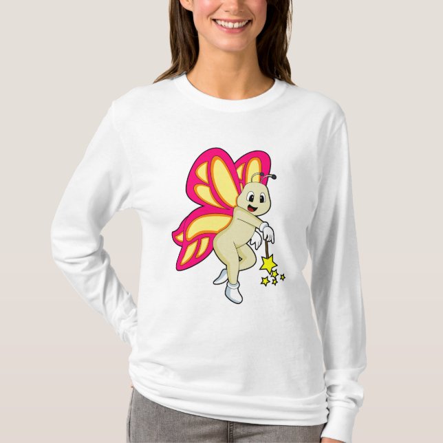 Camiseta Mariposa como asistente con varita mágica (Anverso)