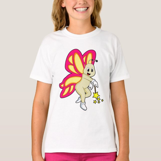 Camiseta Mariposa como asistente con varita mágica (Anverso)