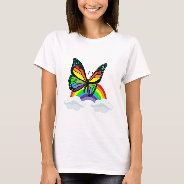 Camiseta Mariposa con arcoiris (Anverso)