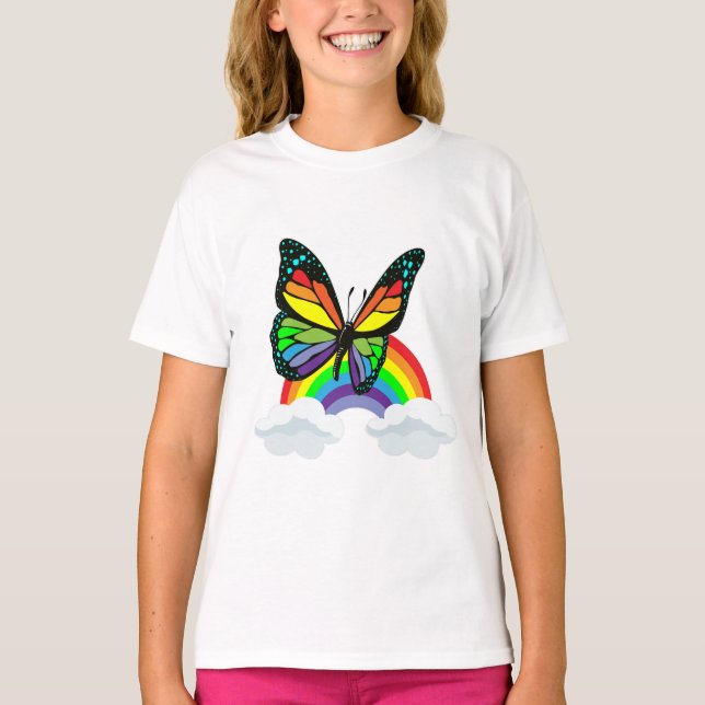 Camiseta Mariposa con arcoiris (Anverso)
