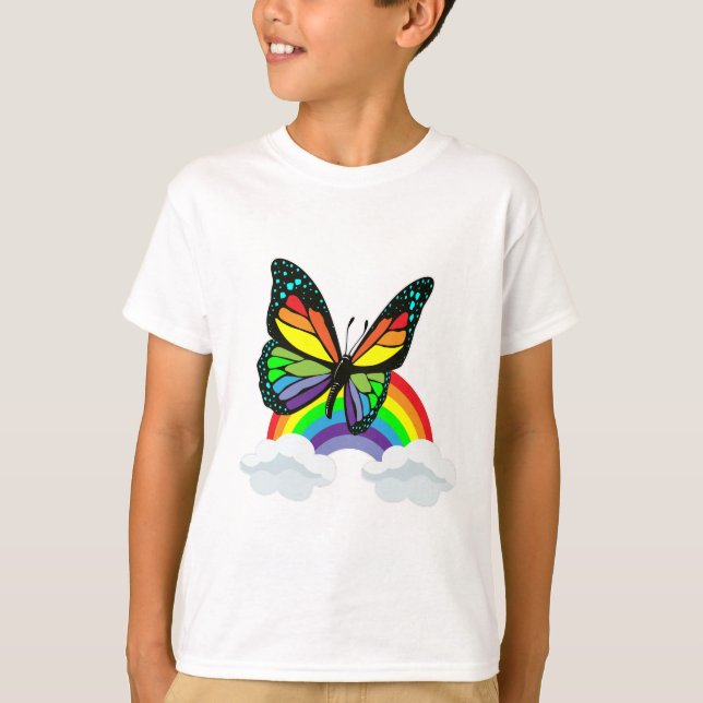 Camiseta Mariposa con arcoiris (Anverso)