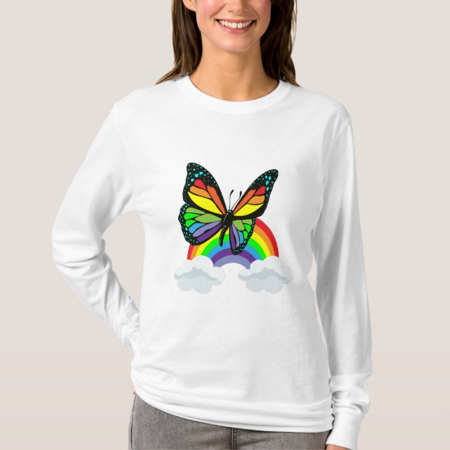 Camiseta Mariposa con arcoiris (Anverso)