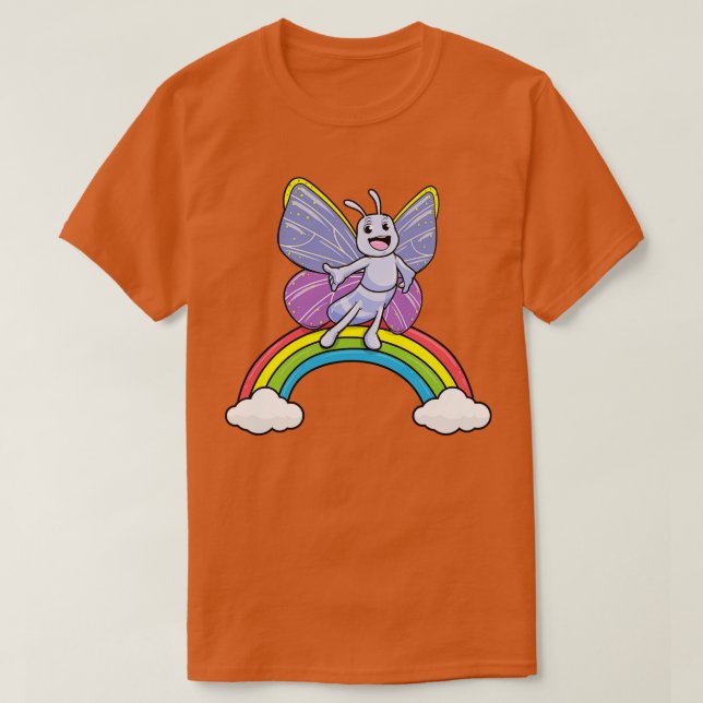 Camiseta Mariposa con arcoiris y nubes (Diseño del anverso)