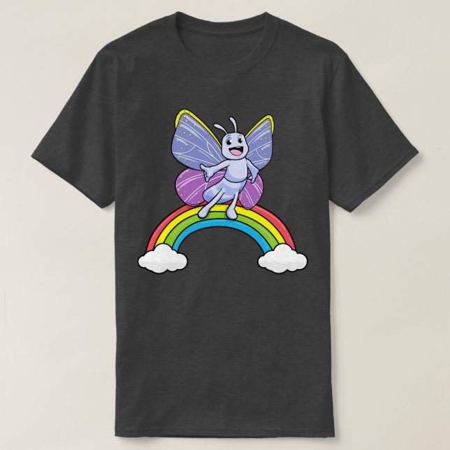 Camiseta Mariposa con arcoiris y nubes (Diseño del anverso)