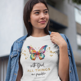 Camiseta Mariposa Con Dios Todas Las Cosas Son Posibles