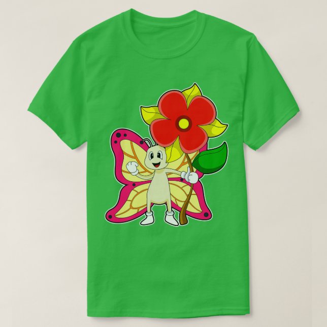 Camiseta Mariposa con flor (Diseño del anverso)