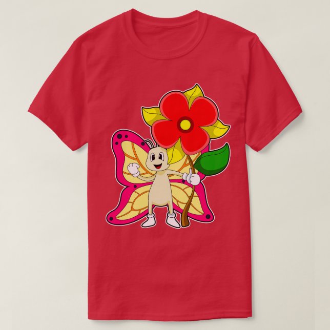 Camiseta Mariposa con flor (Diseño del anverso)