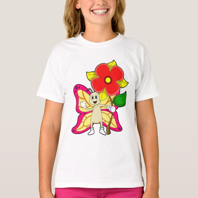 Camiseta Mariposa con flor (Anverso)