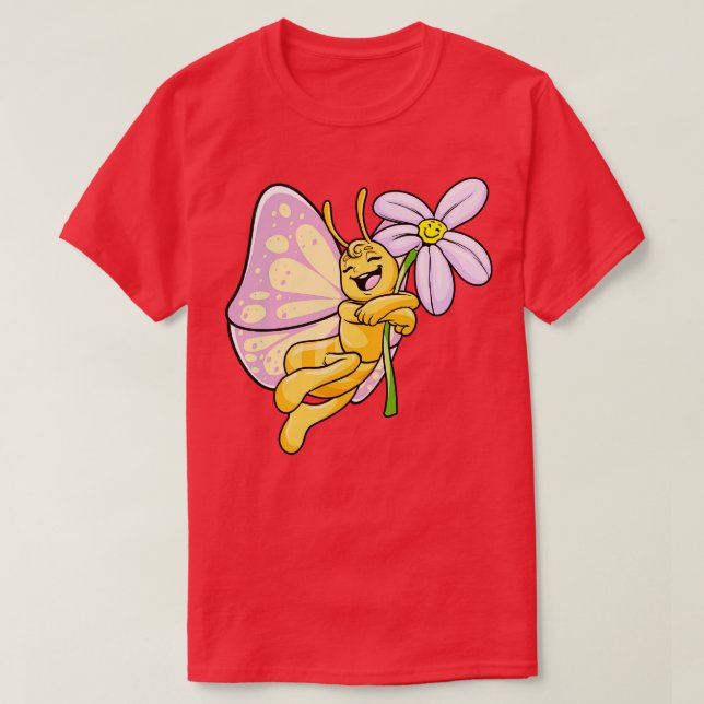 Camiseta Mariposa con flor 2 (Diseño del anverso)
