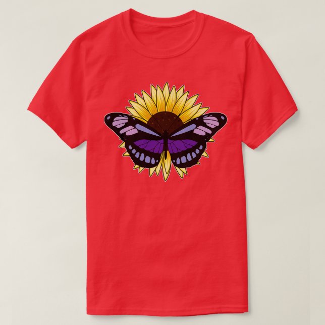 Camiseta Mariposa con girasol (Diseño del anverso)