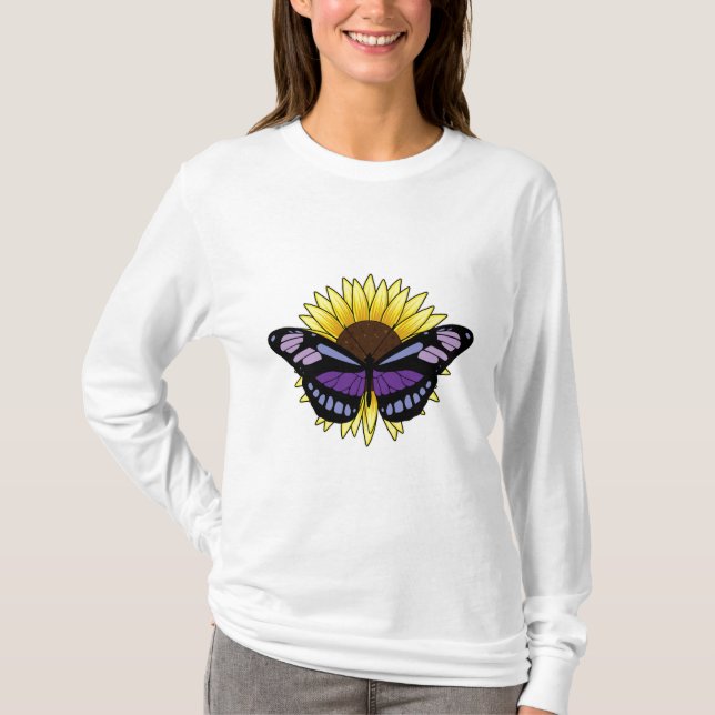 Camiseta Mariposa con girasol (Anverso)
