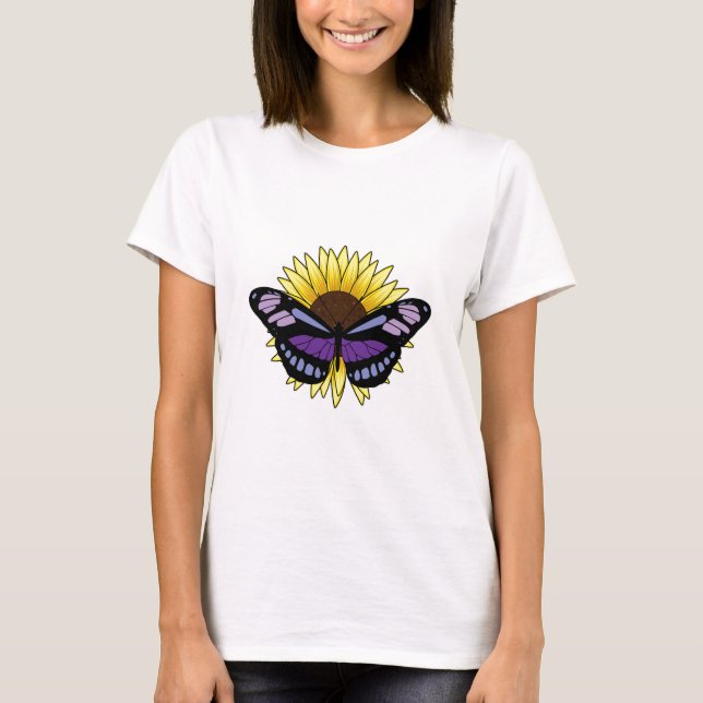 Camiseta Mariposa con girasol (Anverso)