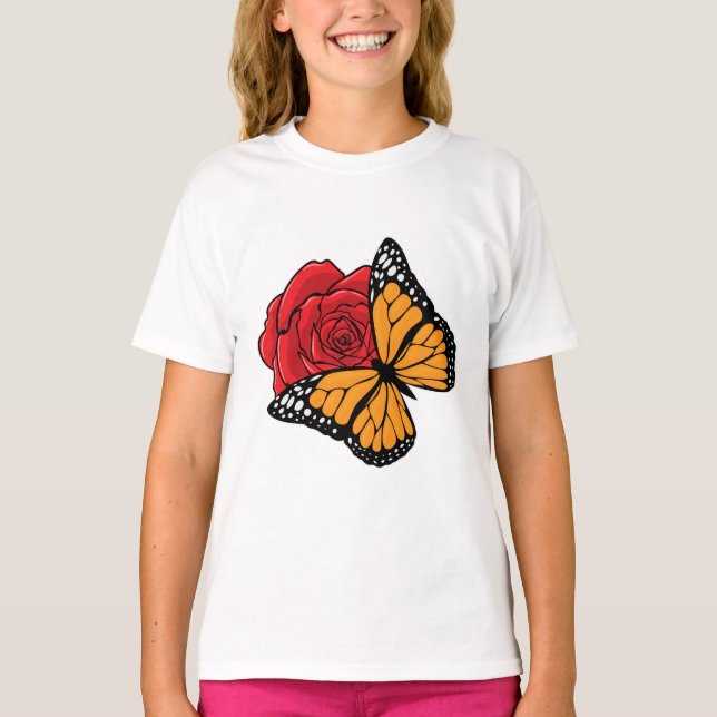 Camiseta Mariposa con Rosa (Anverso)