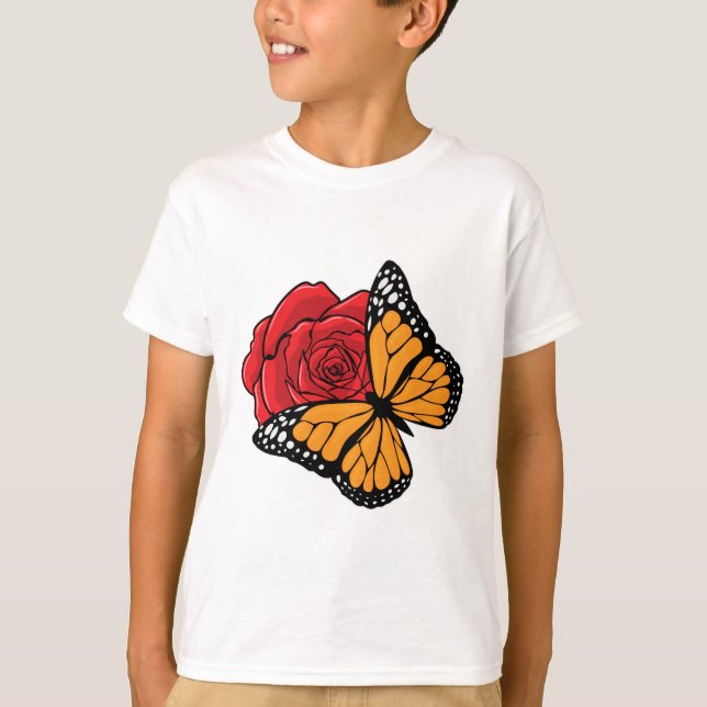 Camiseta Mariposa con Rosa (Anverso)