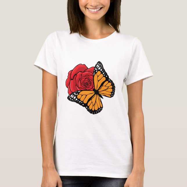 Camiseta Mariposa con Rosa (Anverso)