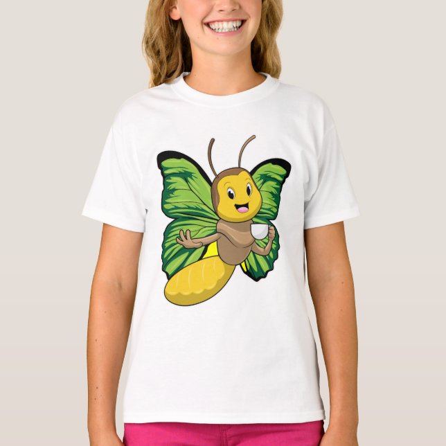 Camiseta Mariposa con taza de café (Anverso)
