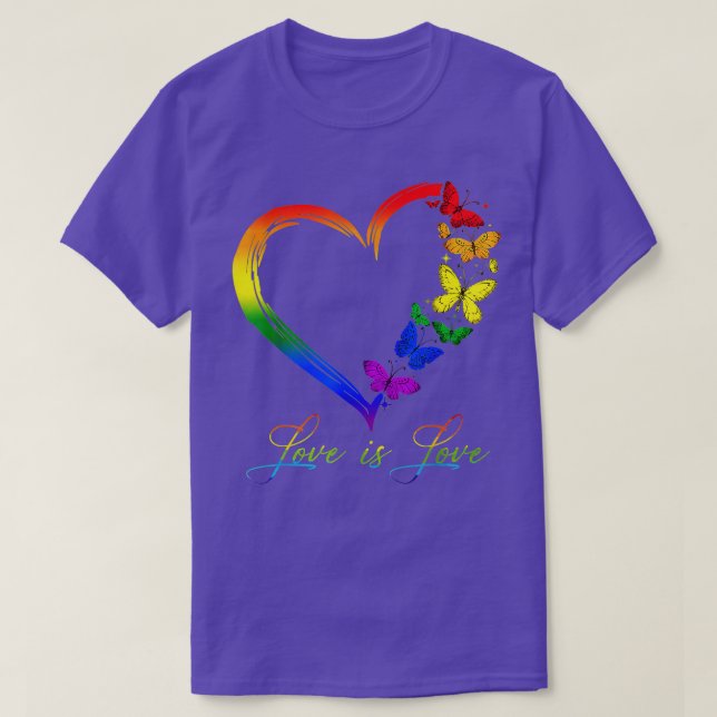 Camiseta Mariposa Corazón Arcoiris Amor LGB Gay Lesbi (Diseño del anverso)