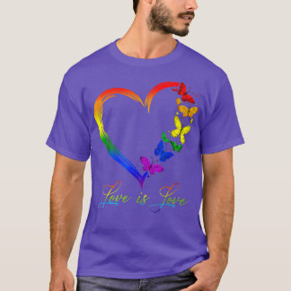 Camiseta Mariposa Corazón Arcoiris Amor LGB Gay Lesbi