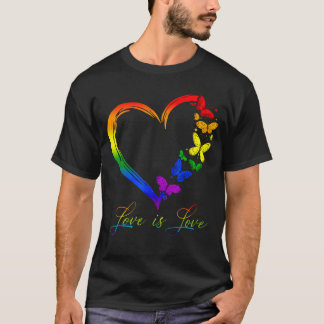 Camiseta Mariposa Corazón Arcoiris Amor Lgbt Lección Gay