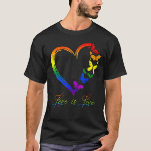 Camiseta Mariposa Corazón Arcoiris Amor Lgbt Lección Gay