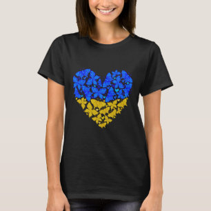 Camiseta Mariposa Corazón Bandera de Ucrania Vintage Amor U