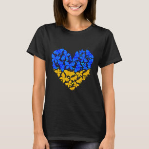 Camiseta Mariposa Corazón Bandera de Ucrania Vintage Amor U