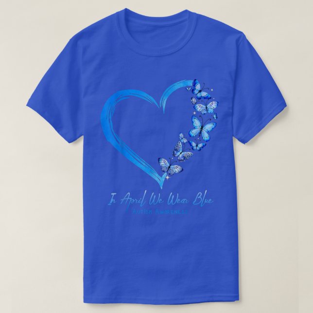 Camiseta Mariposa Corazón En Abril Usamos Autismo Azul Cons (Diseño del anverso)
