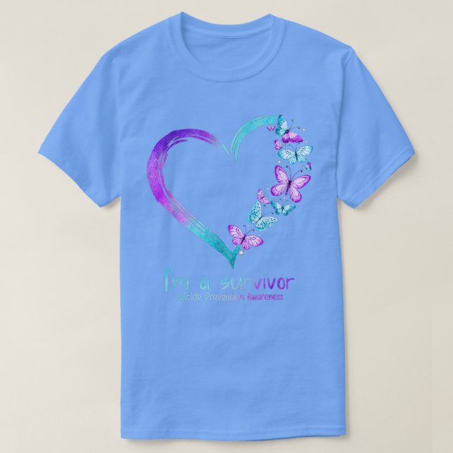 Camiseta Mariposa Corazón, Soy Sobreviviente Prevención Del (Diseño del anverso)