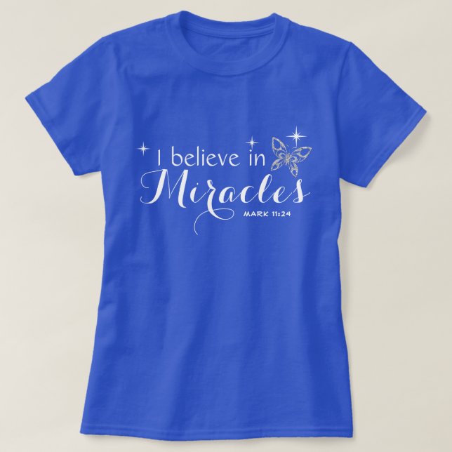 Camiseta Mariposa - Creo en milagros (Diseño del anverso)