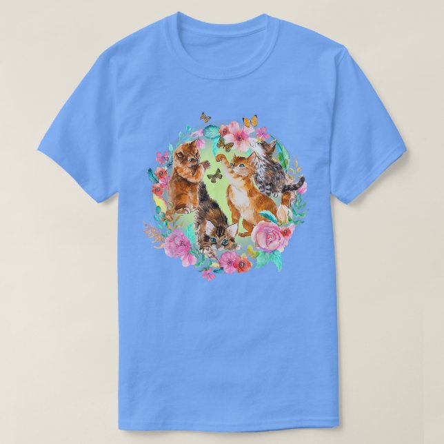 Camiseta Mariposa cúrcuma de gatito, flor de gatos y maripo (Diseño del anverso)