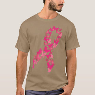 Camiseta Mariposa de Cinta Rosa Cute Concienciación sobre e