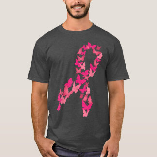 Camiseta Mariposa de Cinta Rosa Cute Concienciación sobre e