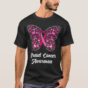 Camiseta Mariposa de cinta rosa para mujeres con cáncer de