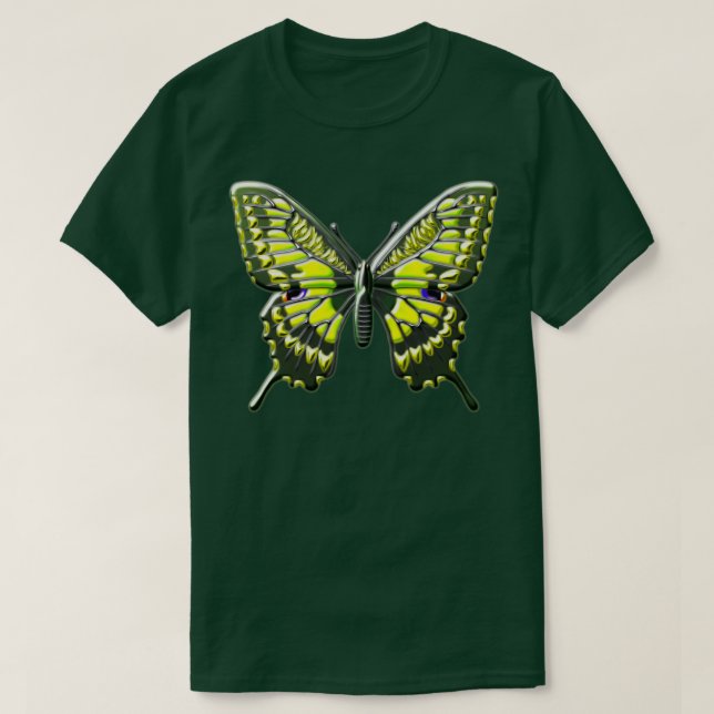 Camiseta Mariposa de cola traqueteana tropical de color 2 (Diseño del anverso)