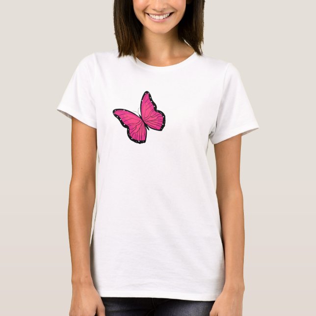 CAMISETA MARIPOSA DE COLOR ROSA (Anverso)