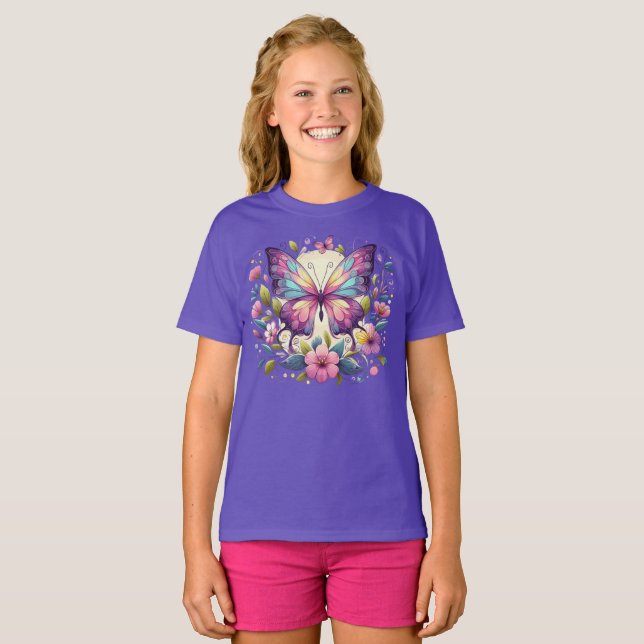 Camiseta Mariposa de colores vivos (Anverso completo)