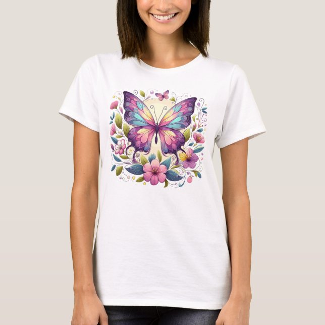 Camiseta Mariposa de colores vivos (Anverso)