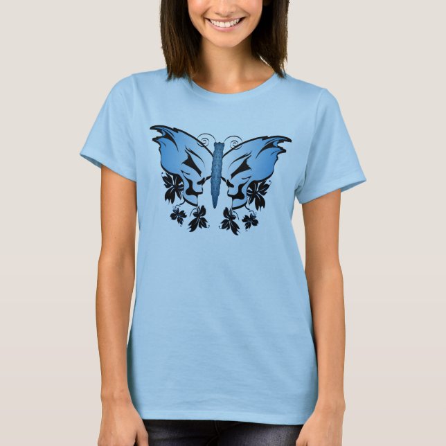 Camiseta Mariposa de cráneo azul (Anverso)