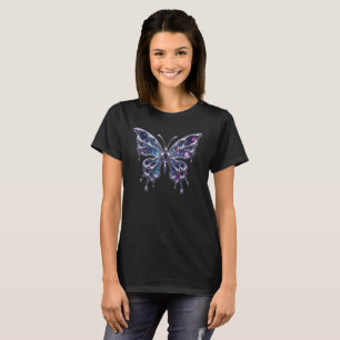 Camiseta Mariposa de Cromo que Gotea Cyberpunk Metálico