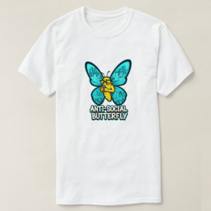 Camiseta Mariposa de dibujos animados divertida antisocial
