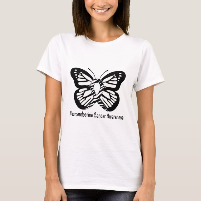 Camiseta Mariposa de esperanza cebra cebra de cáncer neuroe (Anverso)