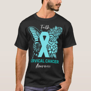 Camiseta Mariposa de fe floral Conciencia del cáncer cervic