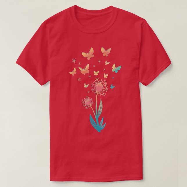 Camiseta Mariposa De Flor De Dandelion Para Suma De Amante  (Diseño del anverso)
